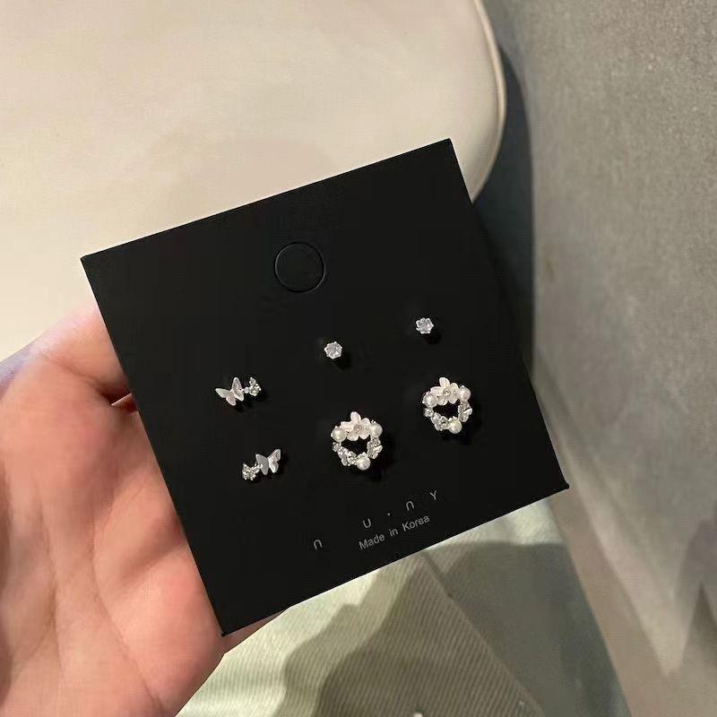 Pink Butterfly Tassel Pearl Stud Earrings Set for Women - High-End Luxury Jewelry