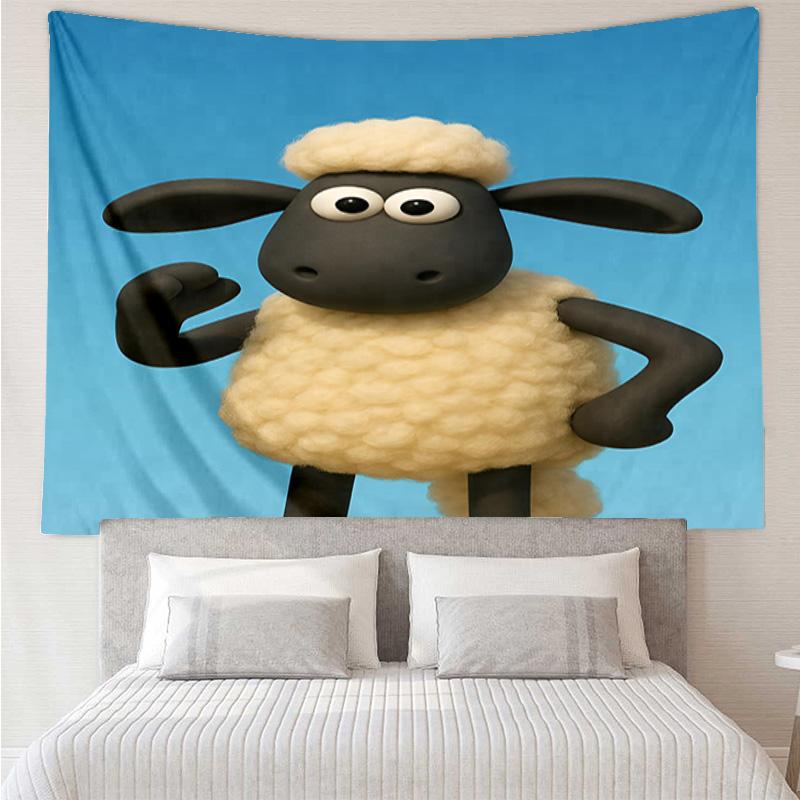 Sheep And Shaun Adventure Tapestry, Unique Design Tapestry, Wall Decor for Bedroom,Livingroom, Playroom,Heartwarming Fan Holiday Gifts
