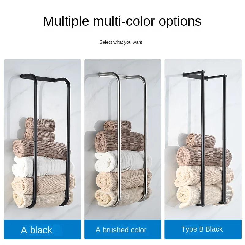 Towel Rack Wall Mounted Towel Shelf for Bathroom Sturdy Iron Towel Holder Space Saving Large Capacity Storage Organizer