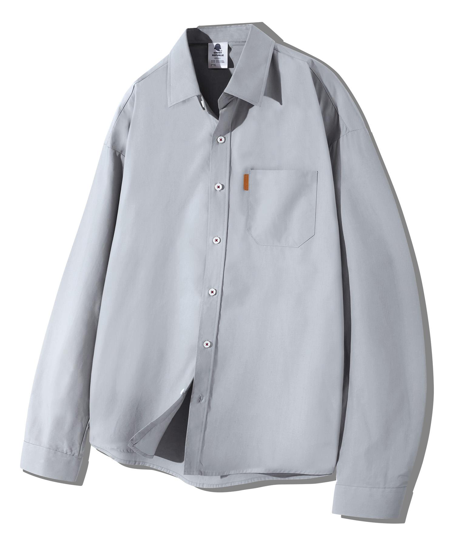 Ghost Republic Basic Leather Point Oversized Long Sleeve Shirt Gls-705 Gray/L