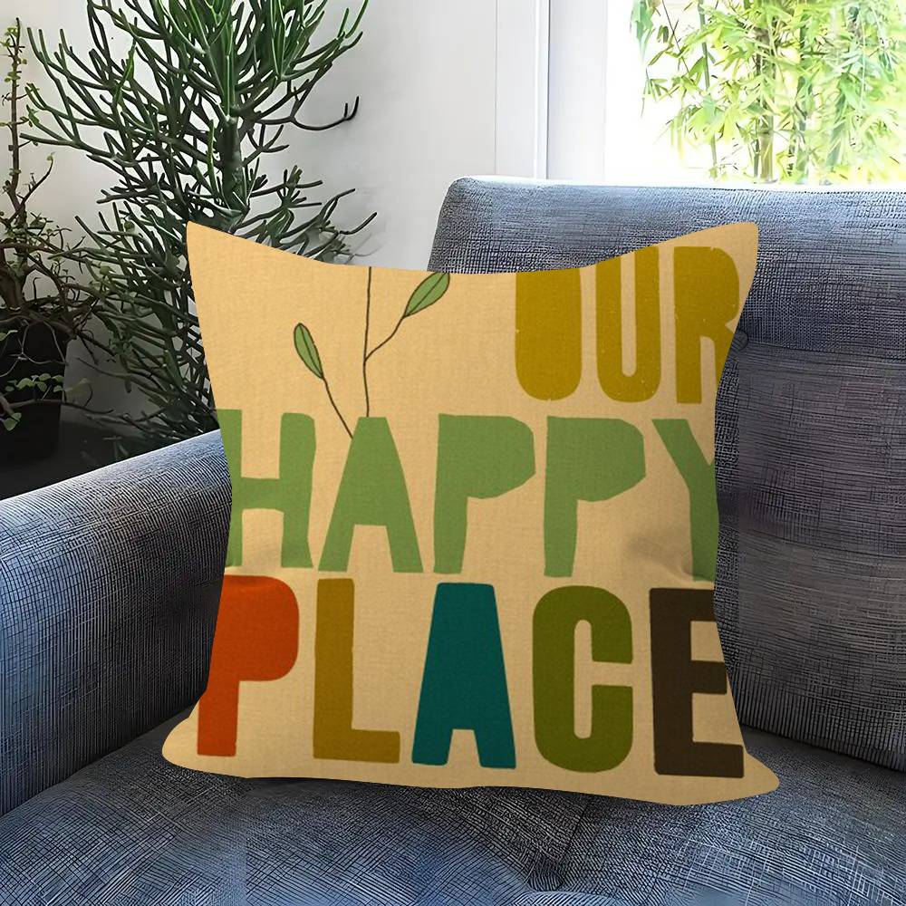 This Is My Happy Place Heart Quote Ins Pillowcase Toon Gift Cushion Cover Bedroom Home Sofa Chair Seat Decor Pillow Case