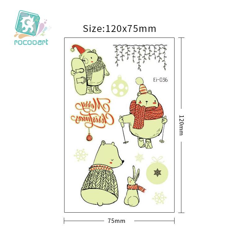 Ricalon Glow-in-the-Dark Waterproof Christmas Temporary Tattoos for Kids