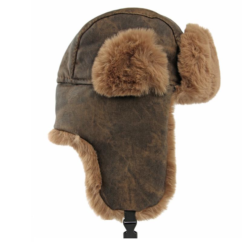 Vintage Batik Herren Bombermütze Samt Dick Damen Winter Ohrenschutzmütze Winddicht Kälteschutz Reitmütze