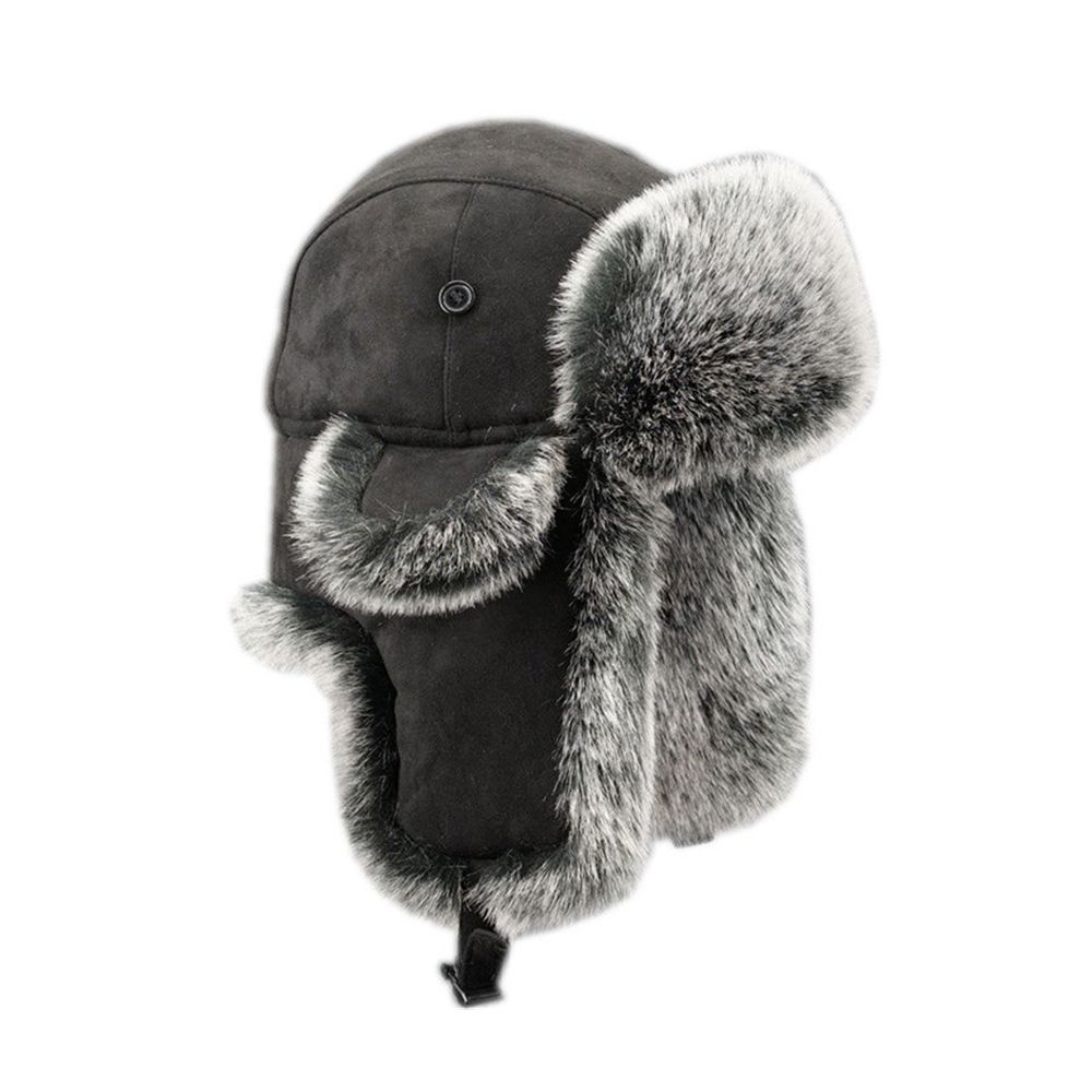 

Women Men Ushanka Russian Cossack Trapper Hat Faux Fur Earflap Earflap Bonnet Bomber Hats чёрный