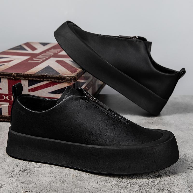 Mode Klassische Marke Herren Echtleder Schuhe Frühling Herbst Neuer Stil Dickbesohlte Slipper Mode Herren Business Casual Schuhe
