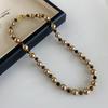Autumn-Winter Myllard Tiger's Eye Mocha Gold Brown Pearl Necklace – Luxury Sweater Chain for Women
