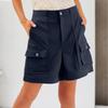 Women's Casual High Waist Solid Color Elastic Waist Shorts