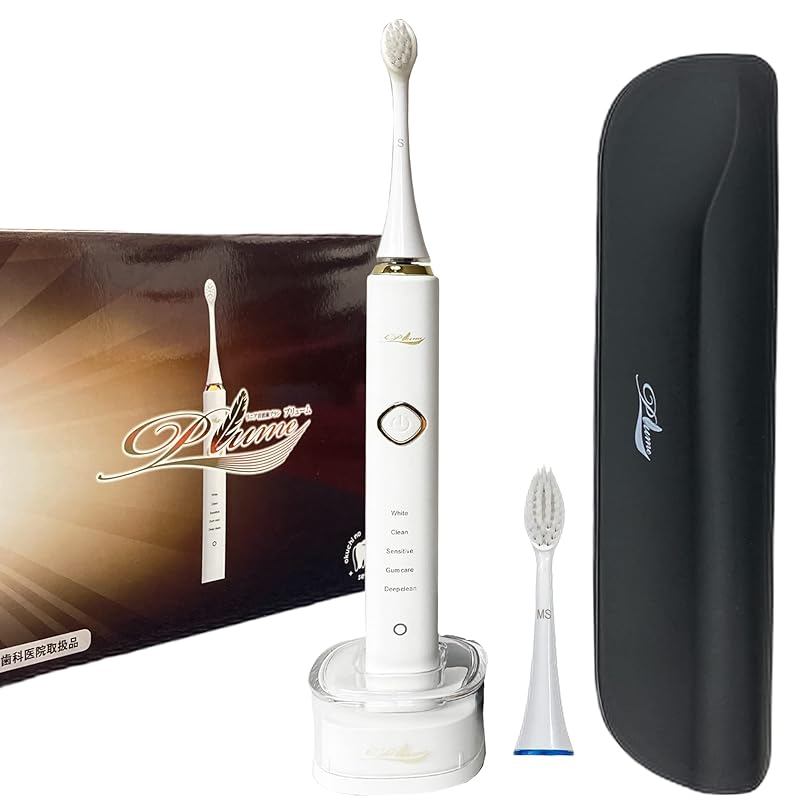 

[Продукт на продажу] [Мягкая щетка Feather-soft] Линейная звуковая зубная щетка Plume× 1 шт. + В комплект входит дорожный футляр (белый) электрическая зубная щетка кавитационный эффект звуковой
