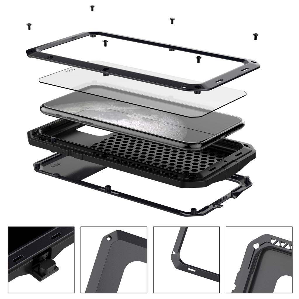Heavy Duty 360 Full Protect Metal Phone Case for iPhone 17 Pro Max Shockproof Case For iPhone 16 15 14 13 12 11 8 7 Plus XR XS