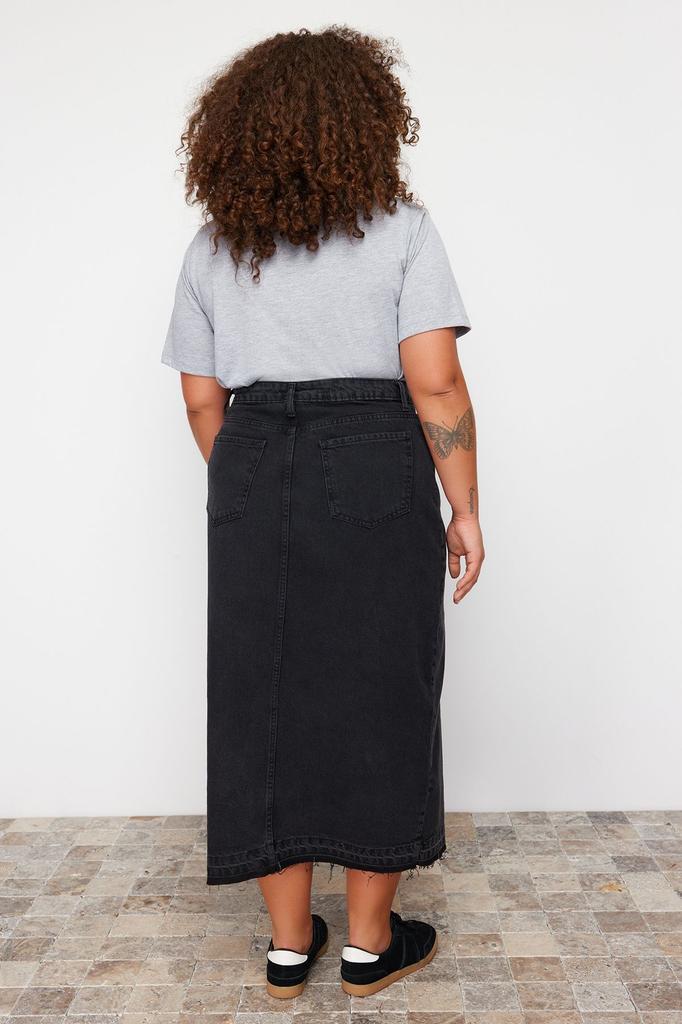 Women's Style Plus Size Skirt Black Denim Plus Size Skirt