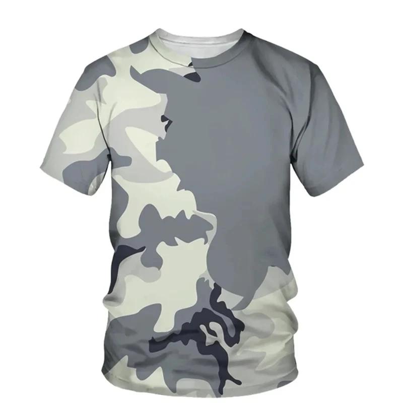 Summer Men's Camouflage Clothing 3D Printed T-shirt Fashionable Casual Short Sleeved Street Popular Plus Size Top