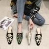 Mode Samt Stickerei Blume Pantoletten Frau Elegante Schuhe Spitz Geschlossene Zehe Hausschuhe Slipper Flats Pantoletten Damen Pantuflas Sandalen