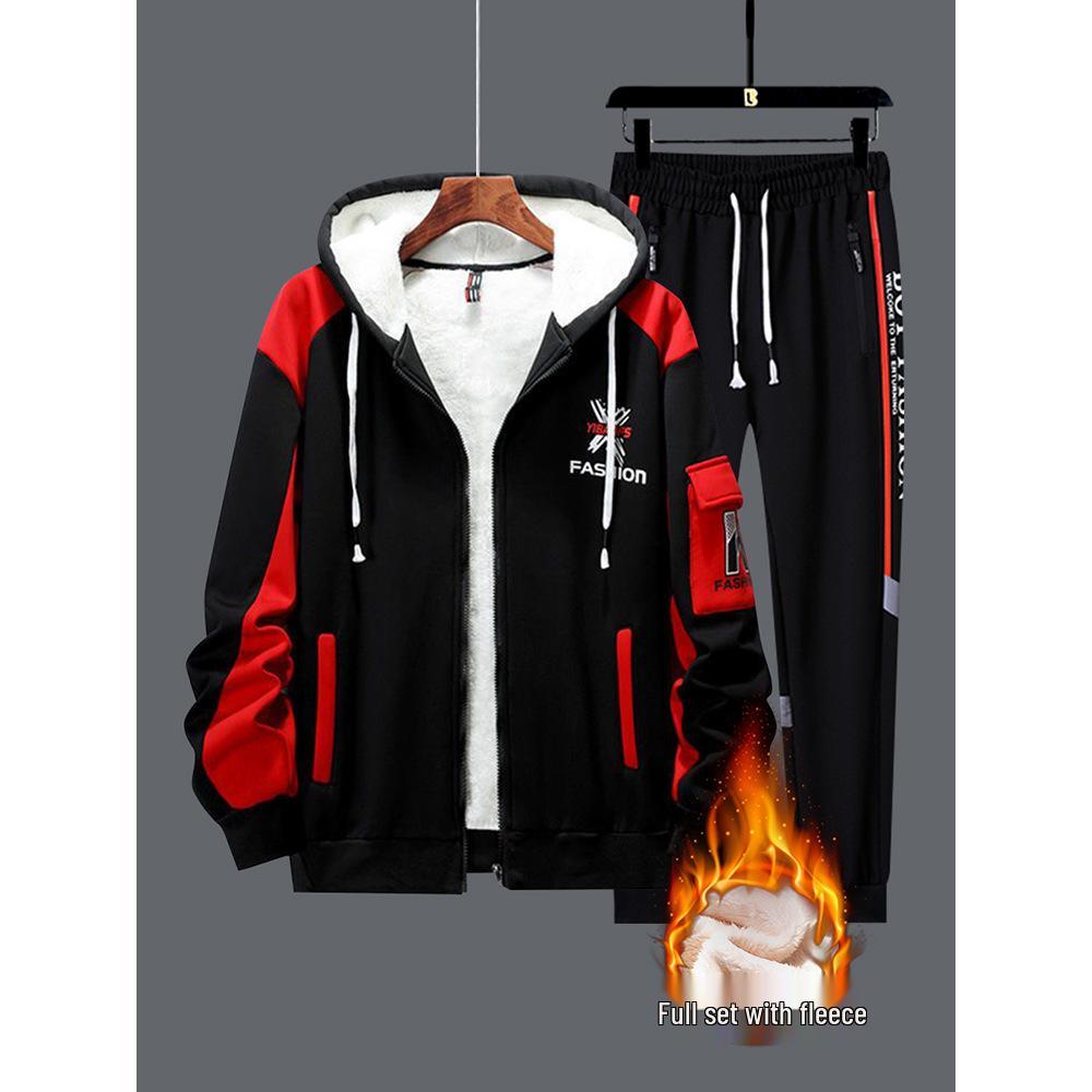 Fleece-Lined Boys' Hoodie - Thick Winter Jacket for Teenagers, Perfect for Autumn Sports and School