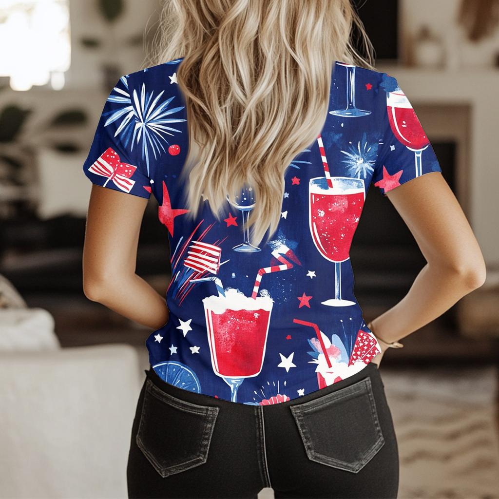 Top Feminino de Manga Curta com Estampa do Dia da Independência