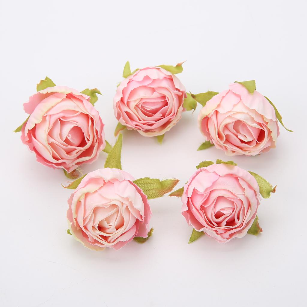 5/10Pcs 4cm Artificial Silk Tea Buds Roses Heads for Wedding DIY Wreath Scrapbook Fake Flowers Wall Decorations Home Room Decor