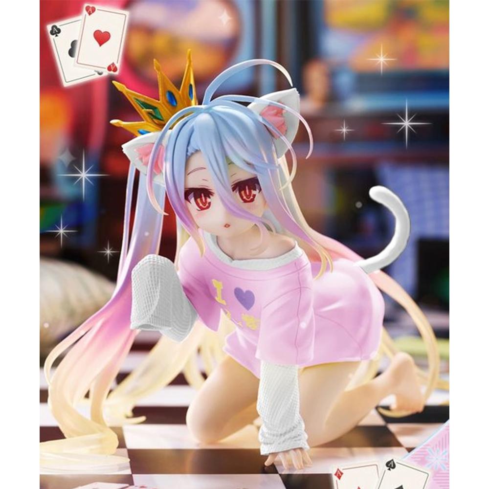 Anime Shiro Figure Cat Ears Shiro Action Figures PVC Models Shiro T-shirt Figurine Shiro Look Up Figures Toys Gifts 10CM