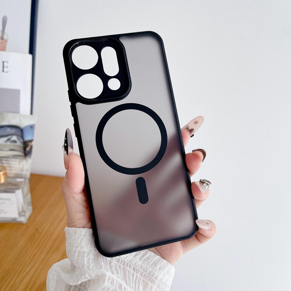 KEYSION Magnetic Phone Case for OPPO Reno 14 Pro 5G Silicone+PC Matte Translucent Clear Shockproof Cover for OPPO Reno14 F 5G