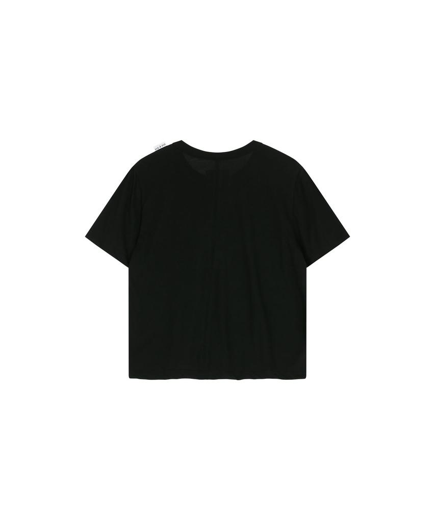 VIS A VIS Cotton Half Sleeved Center Back Seam Tee Shirt (Black)