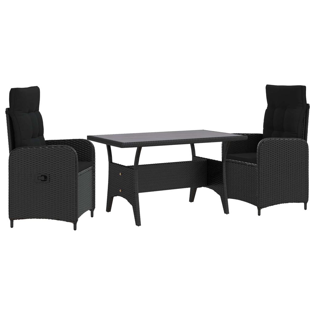Outdoor Table Set 3 pcs Black Poly Rattan