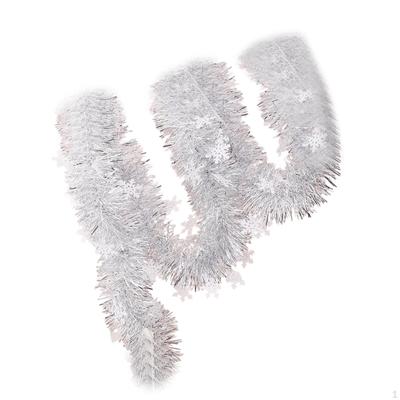 Christmas Tinsel Garland Shiny Hanging Ornament Silver Metallic Twist for Festival