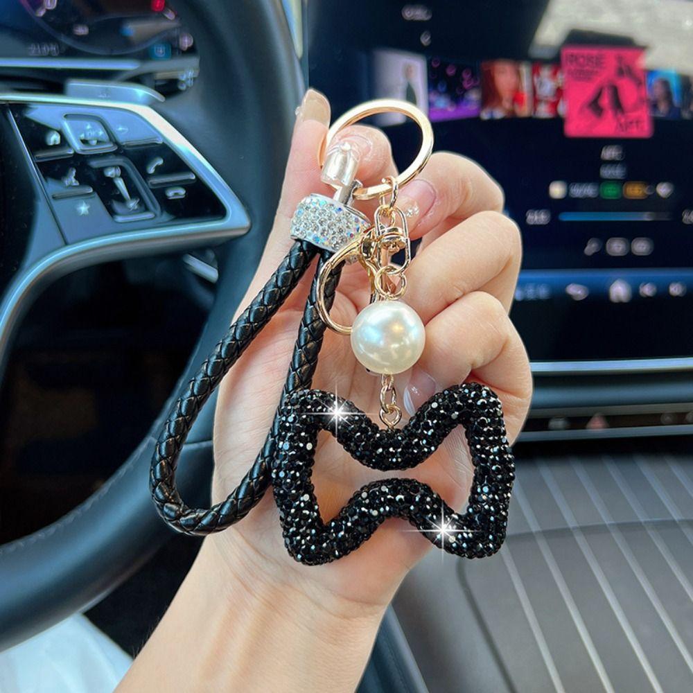 Hollow Out Design Leather Rope Keychain Simple Style Car Key Pendant  Personal Accessories