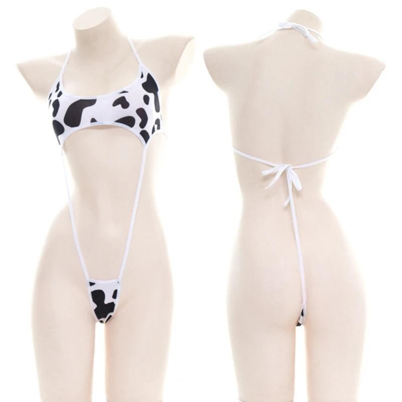 Exotic Set Cow Cosplay Uniform Bra Panties Set Women Lingerie Kawaii Lolita Three-point Bikini Sexy Underwear Set