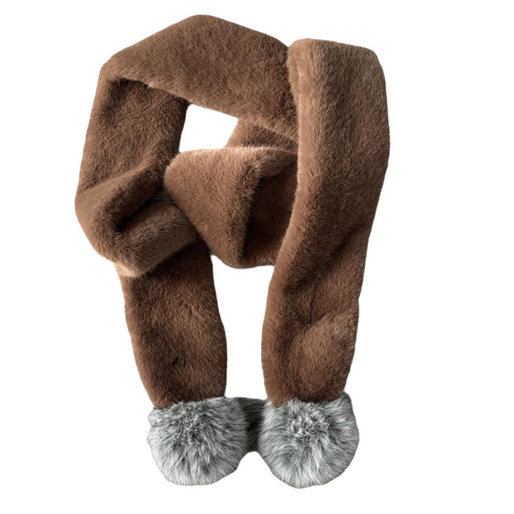Soft Plush Pom Pom Scarf Pom Pom Trim Plush Scarf New Neck Warmer  Winter Outfits
