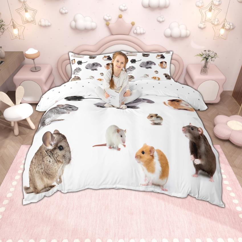 

Homewish Cartoon Animal Duvet Cover Set for Boys Girls, Peacock Axolotl Horse Bedding, Frog Pig Butterfly Quilt Comforter Set DE XS 100x135cm 2pcs&set