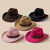 Curved Brim Fedora Hat Felt Dress Hat New Western Cowboy Hat  Fall Winter Outfit