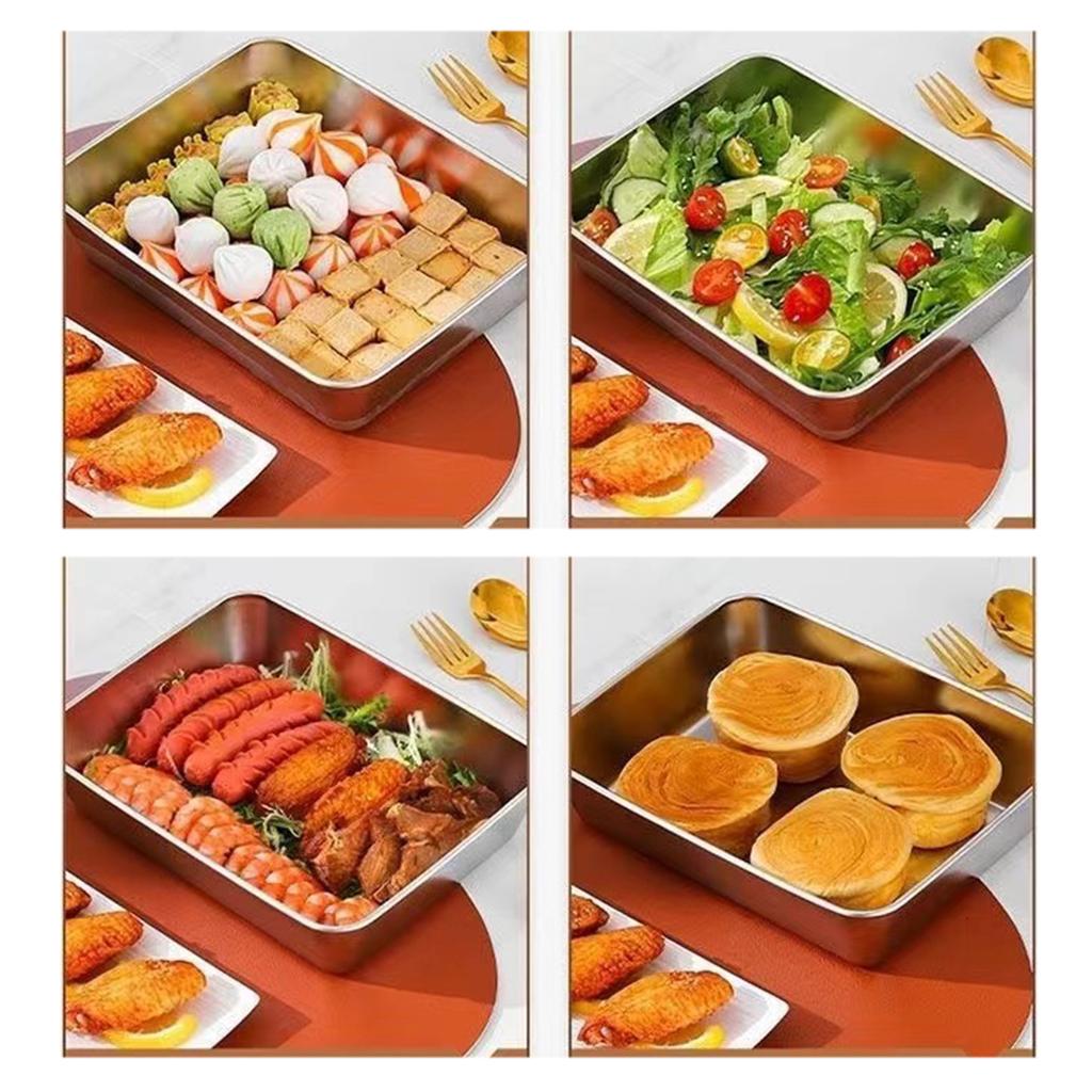 Grilling Prep and Serve Trays BBQ Platter for Raw and Cooked Food Stainless Steel Serving Trays for Food with Lid Set