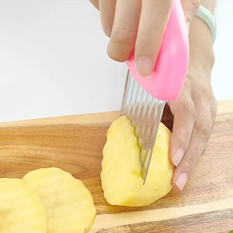 Potato Cutter Chip French Fry Maker Stainless Steel Wavy Knife French Frie Chopper Knife Chopper French Fry Kitchen Gadget Tools