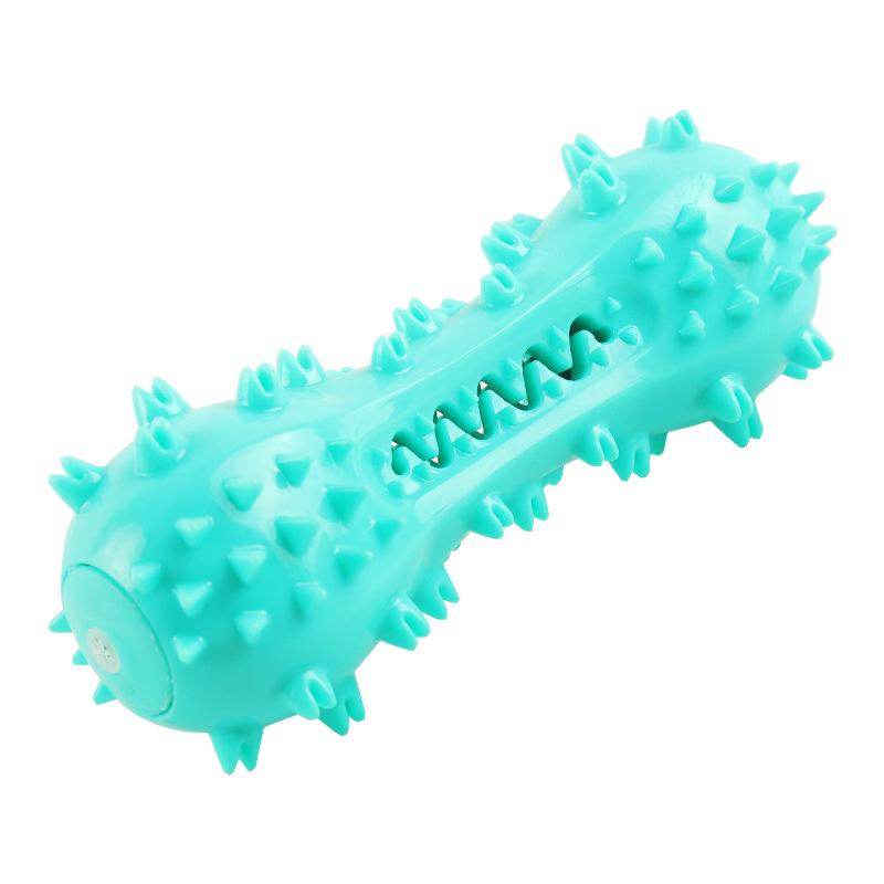Green Durable Spiky Rubber Dog Chew Toy for Teeth Cleaning