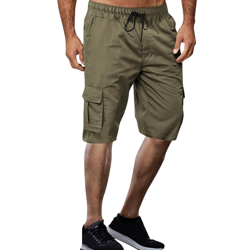 Men's Plus Size European & American Multi-Pocket Drawstring Sport & Work Shorts