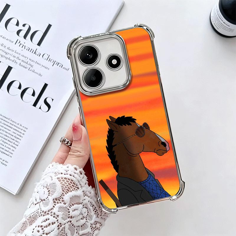 

B-BoJack H-Horseman Funny Plating Phone Case For Xiaomi Redmi Note 14 15 Pro Plus 13 12 11 11S 11T 10 9S 9 5G Anti-Fall Airabag Redmi Note 13 5G