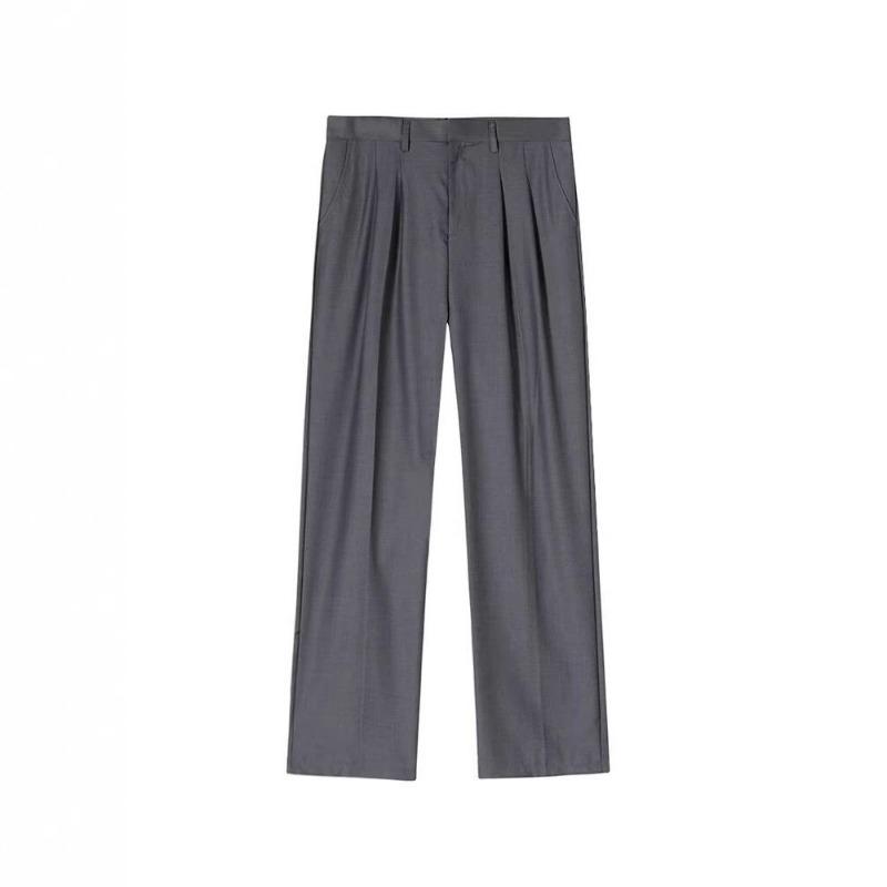 Men Loose Wide Leg Straight Cut Non Iron Casual Business Suit Trousers