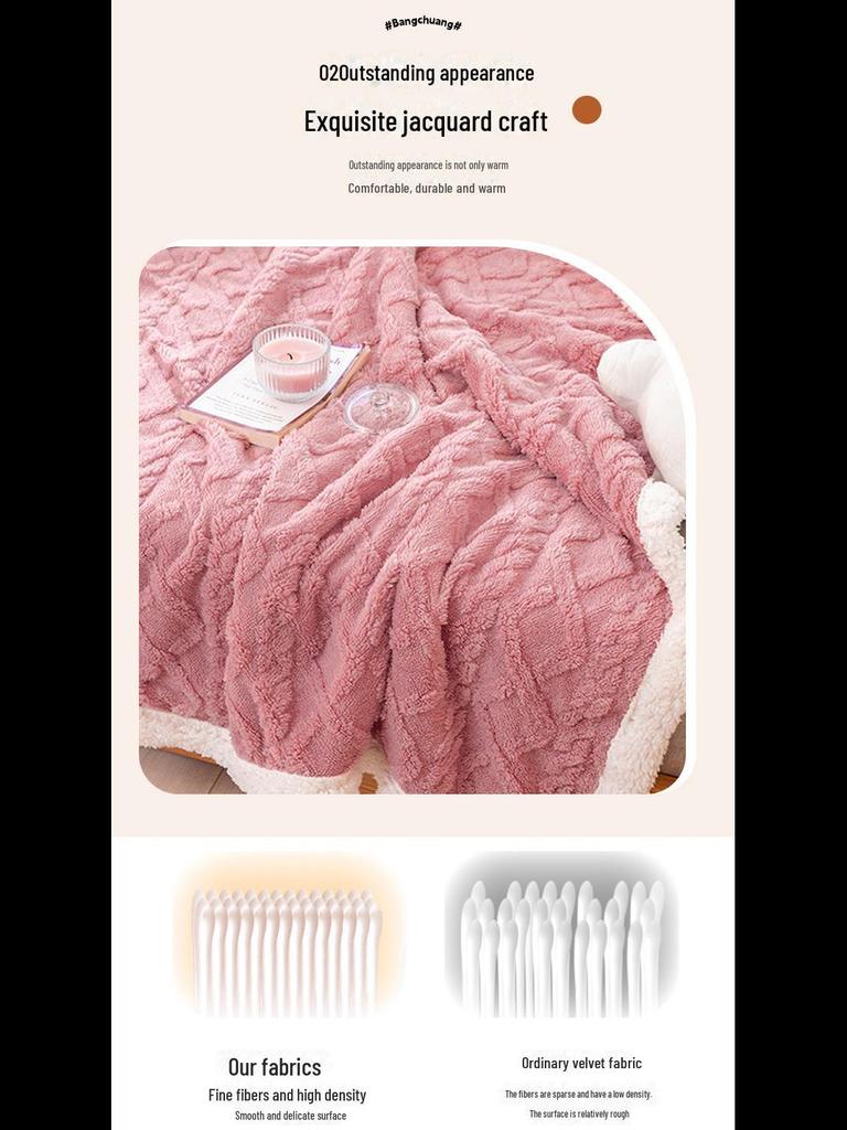 Dwuwarstwowy, zmywalny koc z tafty z polaru jagnięcego - żakardowy pokrowiec na sofę i drzemkę