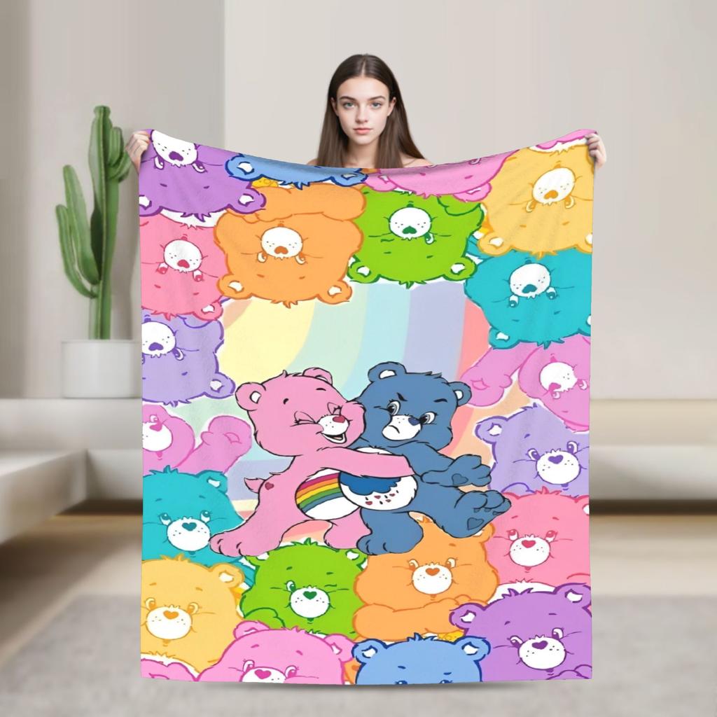 Cartoon Care Bears Blanket Animal Travel Flannel Bedding Throws For Bedroom Warm Soft Custom DIY Quality Bedspread Gift