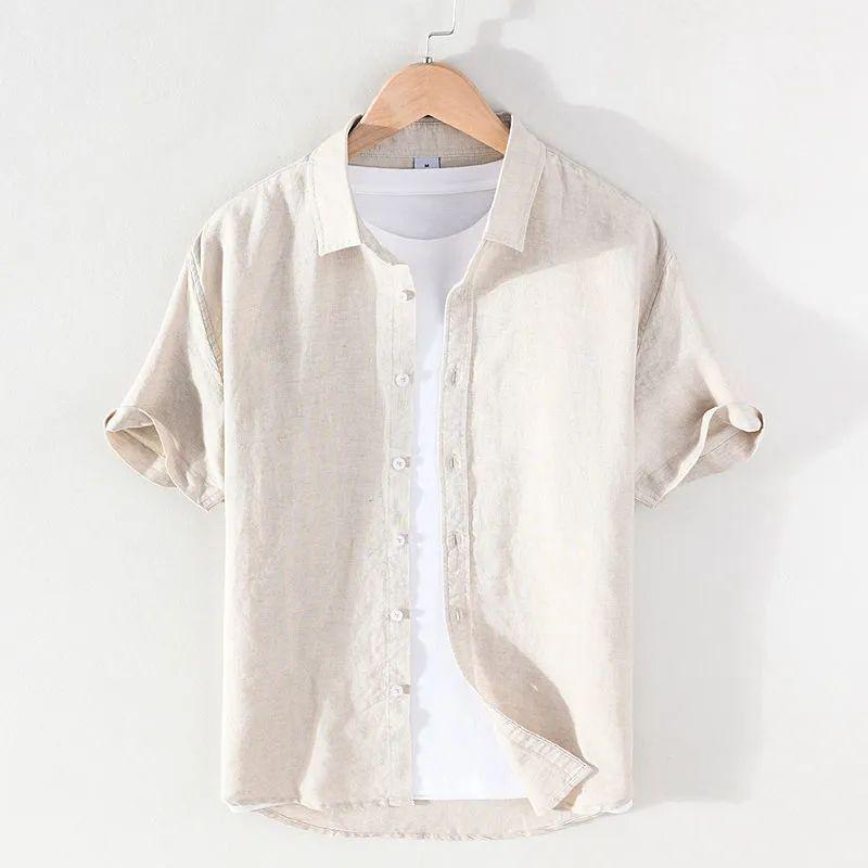 Japanese Cotton Linen Long-Sleeve Shirt - Casual, Loose, Solid Color, Fresh Youthful Style