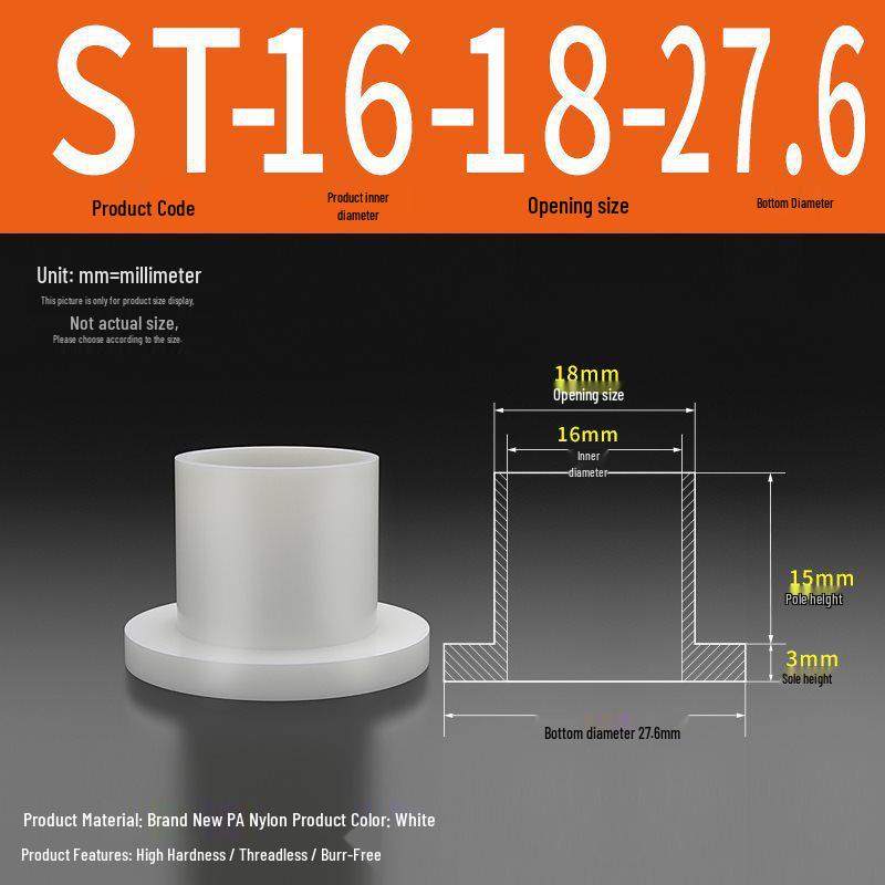 T-förmige Nylon-Unterlegscheibe: Konvex-Konkave Schraubwellenhülse, Stufen-Kunststoffscheibe, Nylonbuchse, Isolierkapsel ST2-ST35