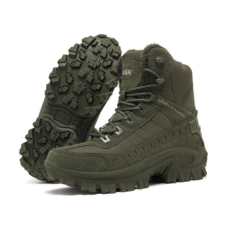 Men's High-Top Tactical Desert Combat Boots - Plus Velvet, Warm, Large Size Outdoor Snow Boots