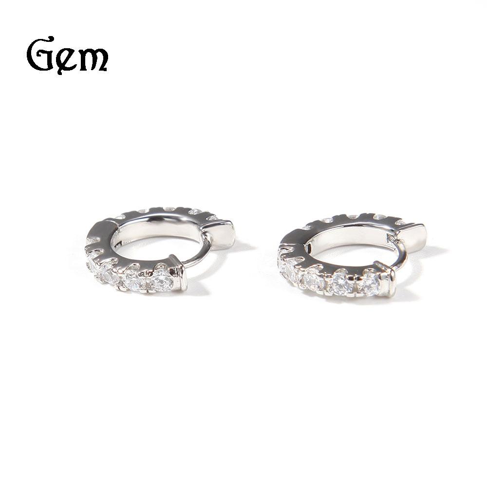 

Gumeng new metal stud earrings niche simple wind copper inlaid zircon round diamond hip hop stud earrings срібний