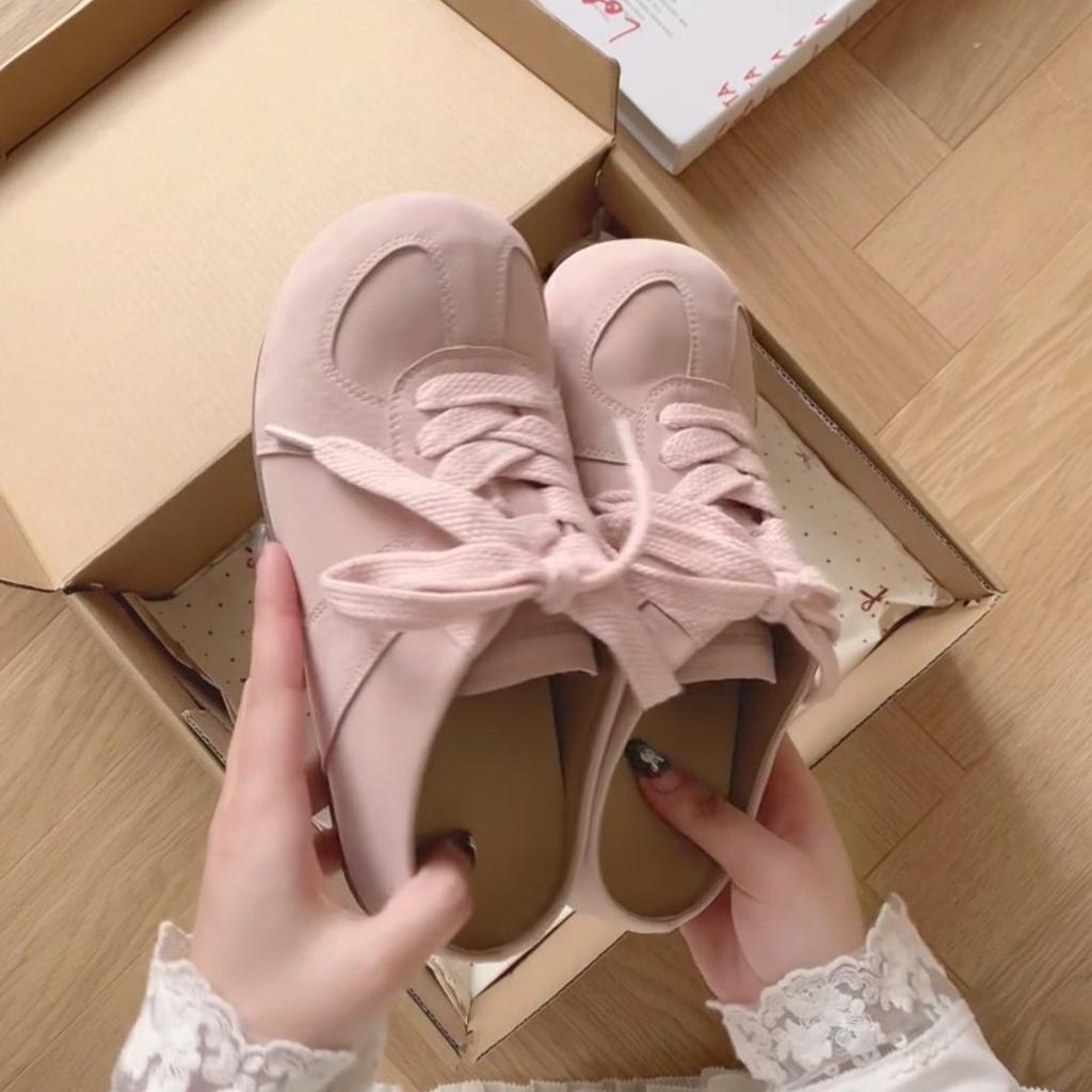 Women's shoes inner height increase thick sole niche bag head drag women 2025 autumn wear versatile ugly cute sports casual half slippers