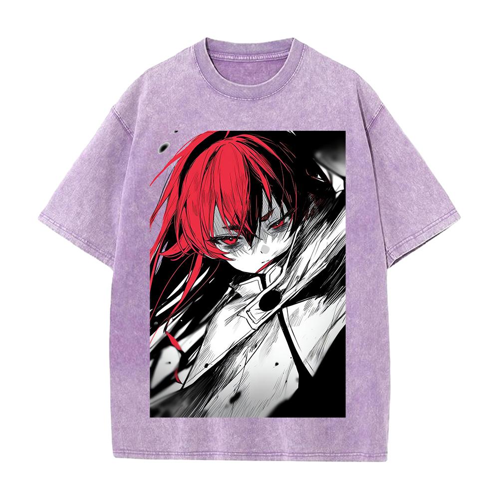 Mushoku Tensei Eris Cool Printed Tee Men Women Washed T-shirts Oversized Cotton T Shirt Short Sleeve Clothing Harajuku Tshirt