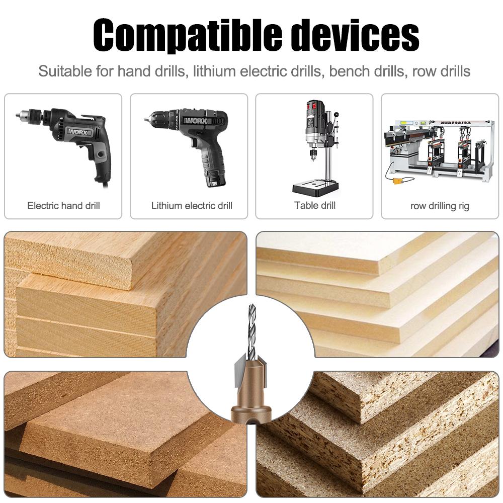 Professional Grade Blind Hole Drill Alloy Drill Bit Woodworking Deep Hole Drill Bit Screw Installation Step Drill Bit