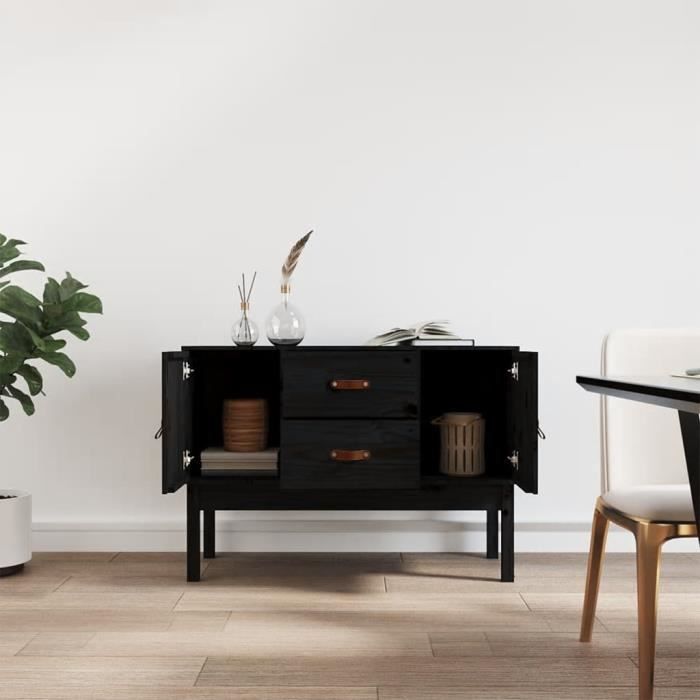 823528 vidaXL Buffet Noir 110x40x78 cm Bois massif de pin