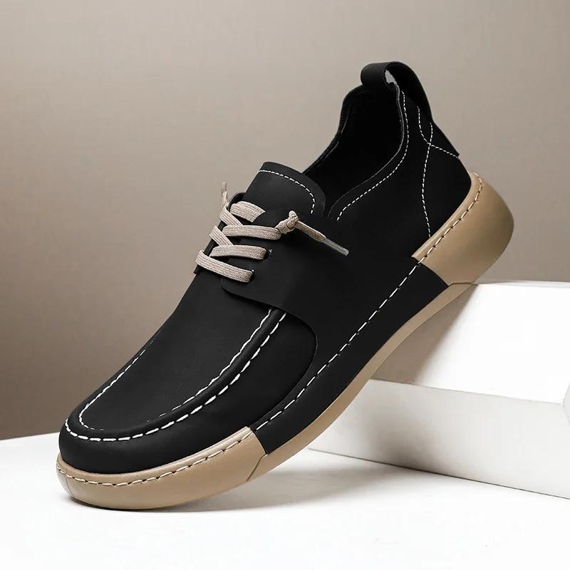British Men Leather Shoes Spring Trend Men Casual Walking Shoes Classic Male Flat Sneakers Big Size 39-46 Cross Border Men Shoes