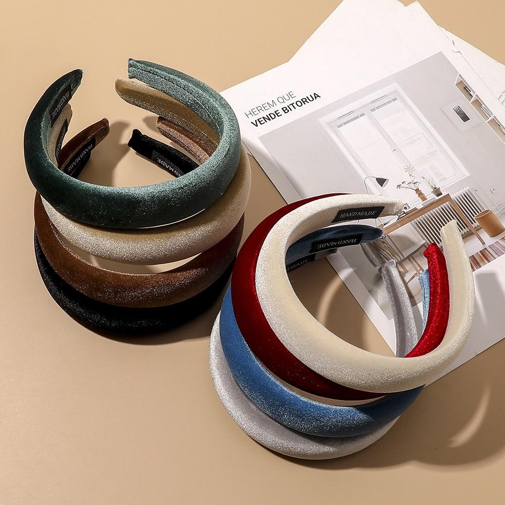 Solide Samt Lünette Frauen Stirnband Vintage Schwamm Dicke Haarbänder Weiches Haarband Kopfbedeckung Haarschmuck Kopfbedeckung