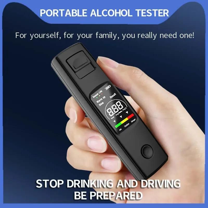 Digital Alcohol Detector Breathalyzer Alcohol Tester Professional Police LCD Display Drunk Driving Test Portable Breathalyzer