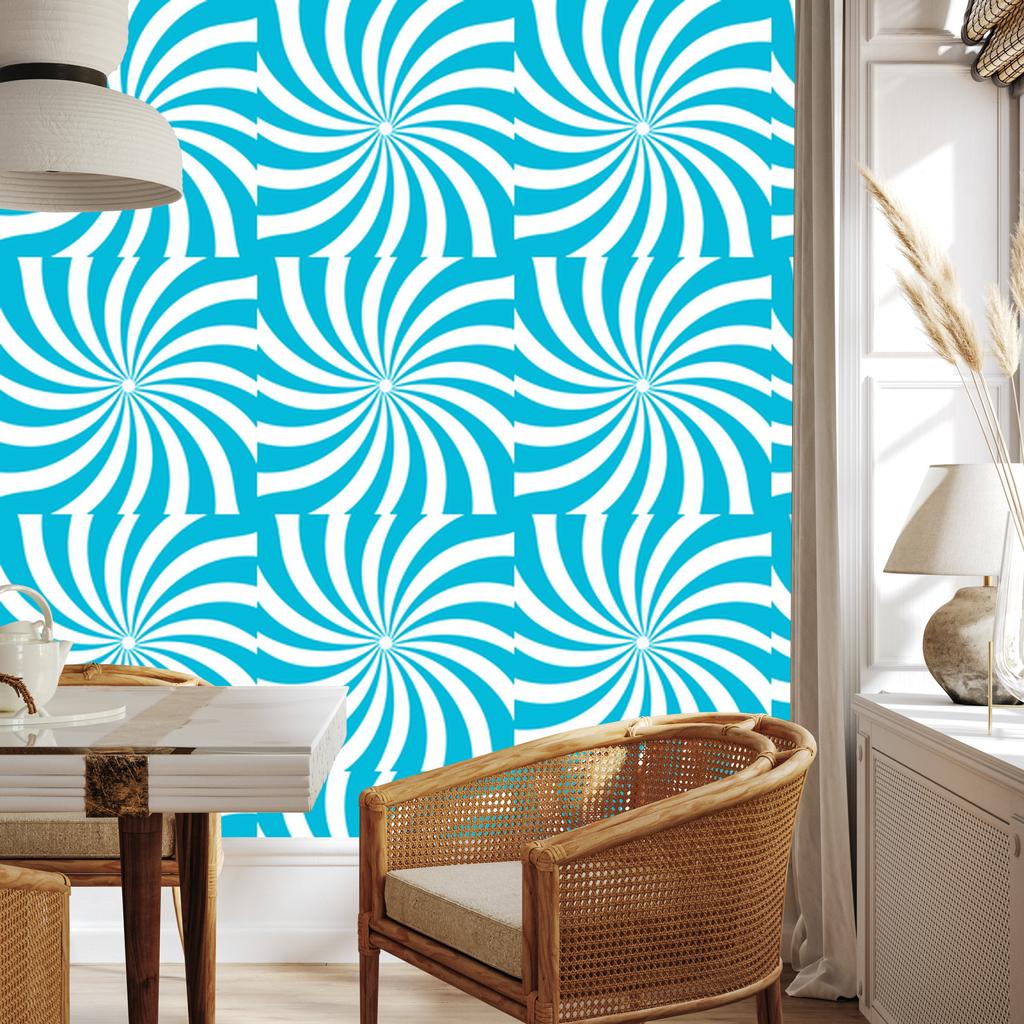 Hippie Wallpaper Background Turquoise and White for Living Room and Bedroom 50x1000