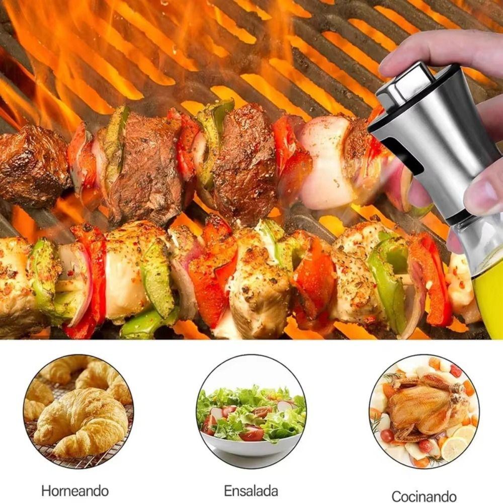 Glass Oil Spray Bottle Stainless Steel Fine Spray Oil Dispenser Bottle Included Funnel Leak-Proof Glass Oil Sprayer Kitchen Use